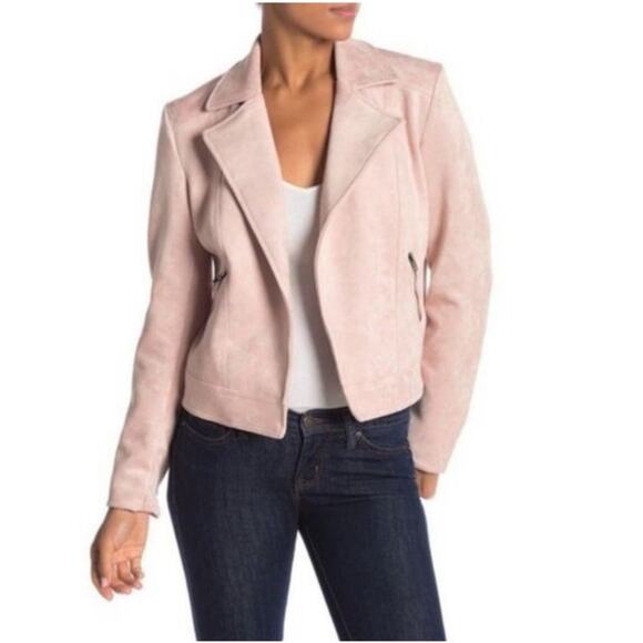 Philosophy Jackets & Blazers - Philosophy Faux Suede Leather Moto Jacket Blush Pink Size M